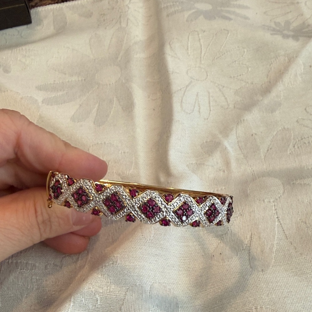 Gold-Tone Bracelet with Ruby Crystal Accents